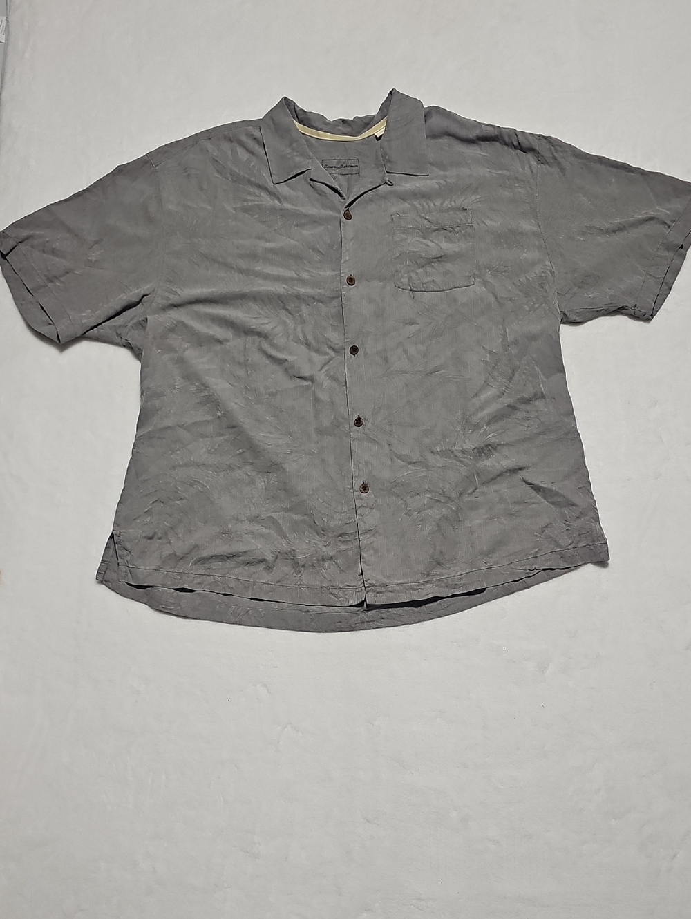 Tommy Bahama Short Sleeve Button-Down Silk Shirt - Gray